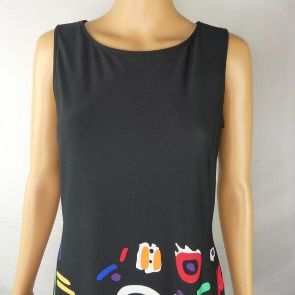 Very Vollbrach Postmodern 1980s Style Snail Floral Tunic Blouse Black Colorful S - Picture 3 of 10